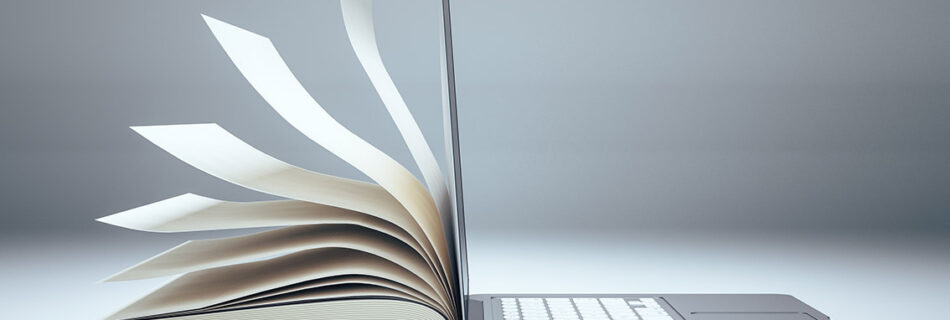 print book and digital laptop